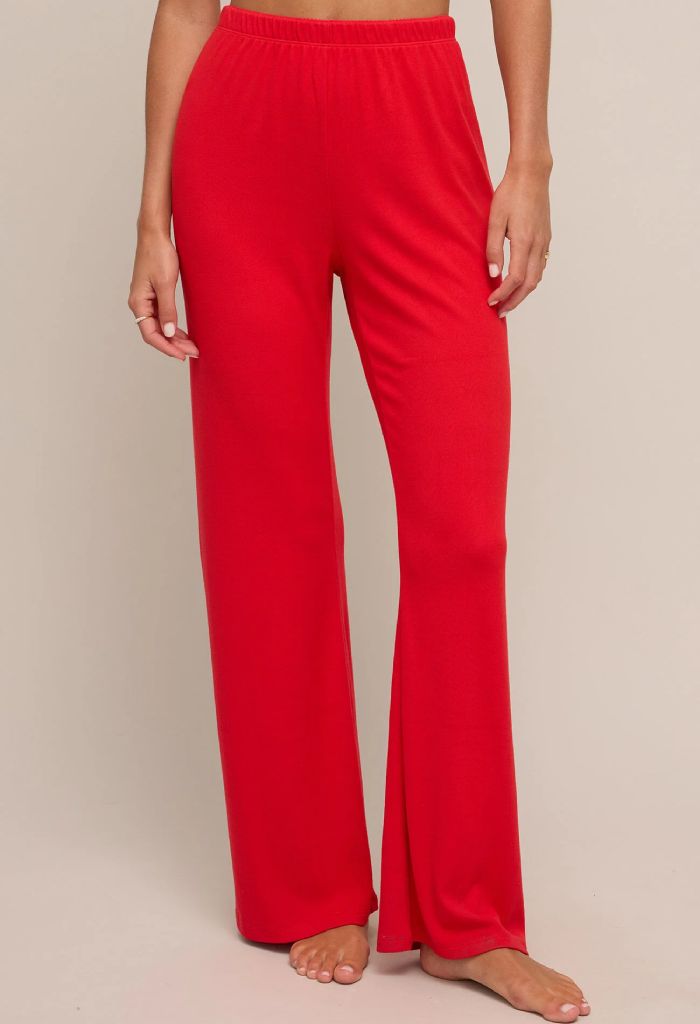 Z Supply Sabrina Pointelle Pant-Rendezvous Red