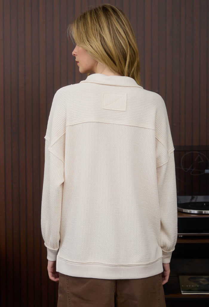 KK Bloom Holly Half Zip Waffle Top