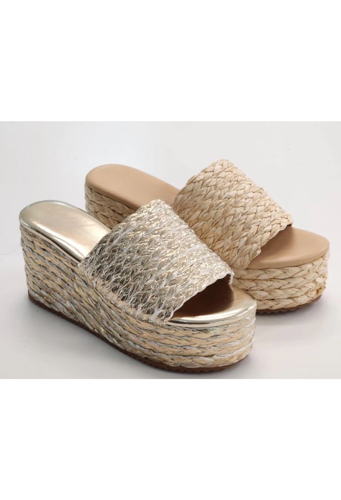 KK Bloom Amber Straw Wedges