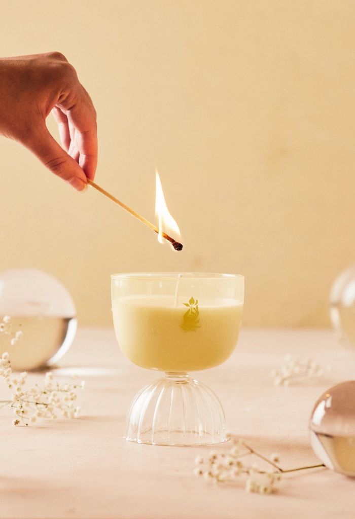 Rewind Champagne Sparkling Coupe Candle