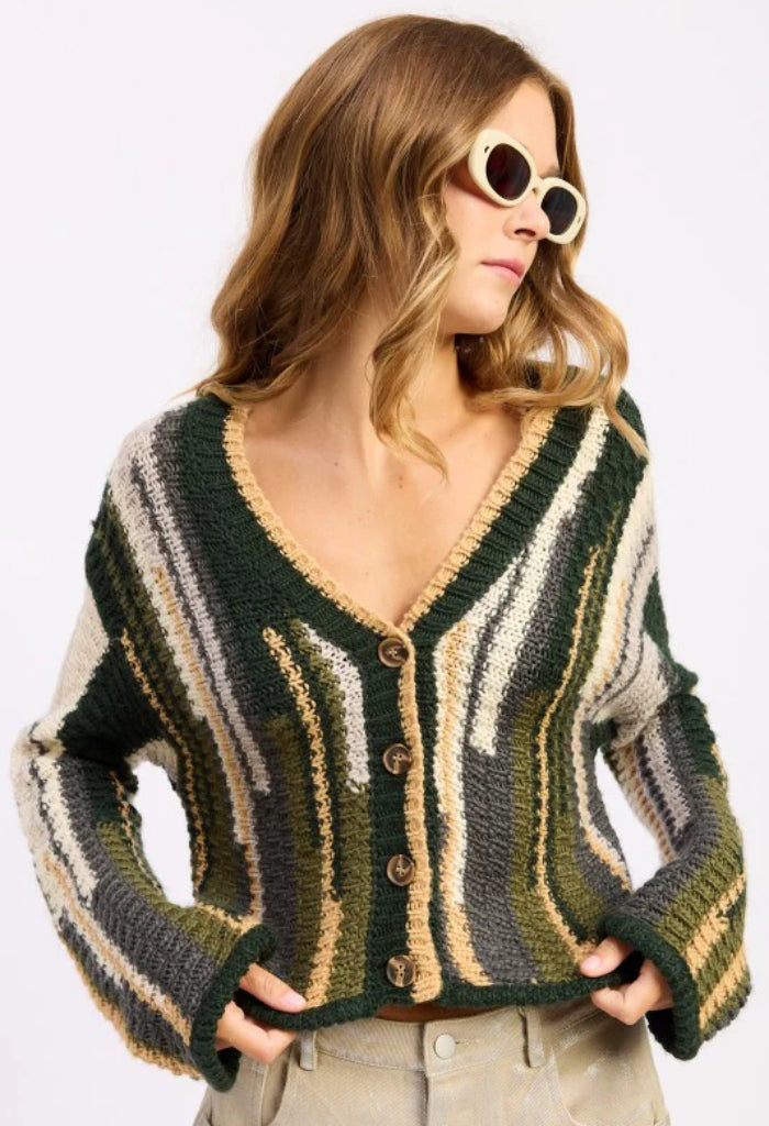 KK Bloom Wine Time Cardigan-Olive