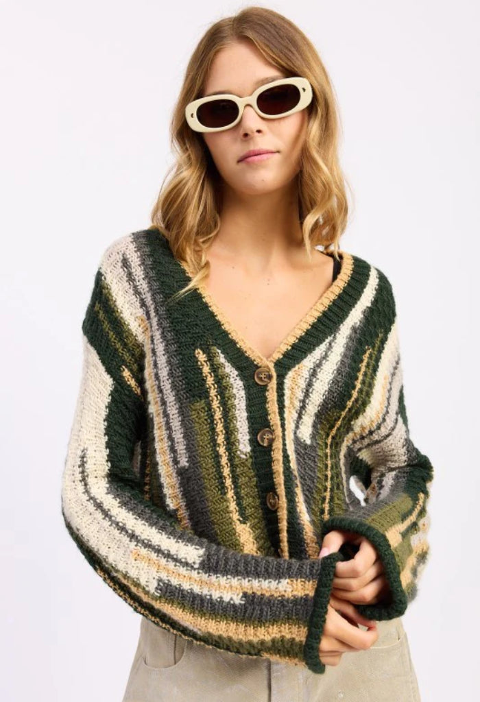 KK Bloom Wine Time Cardigan-Olive