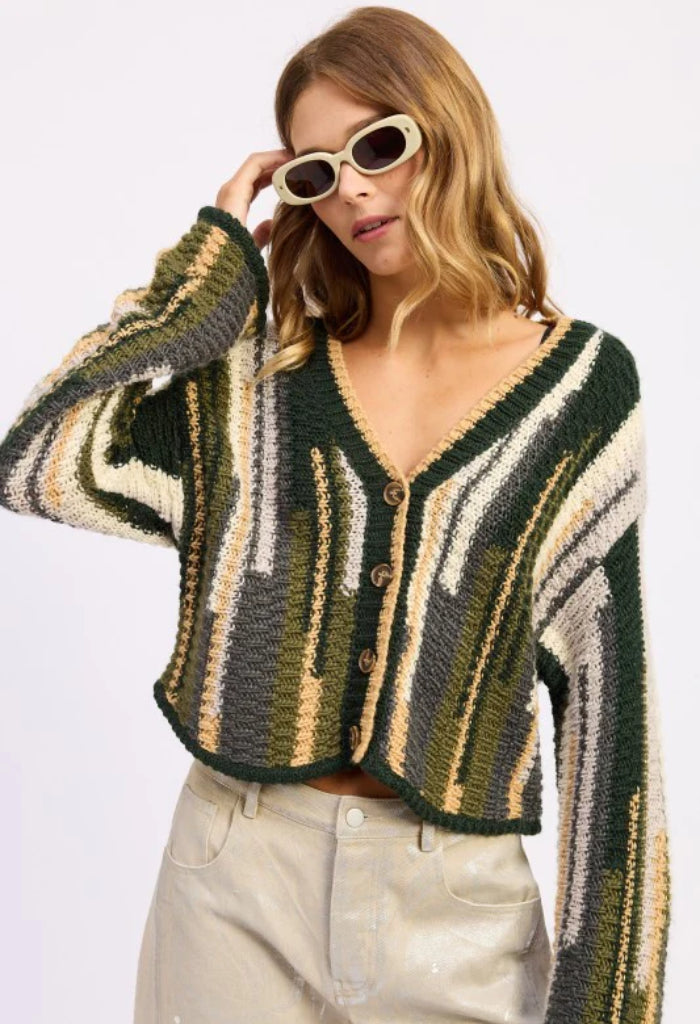 KK Bloom Wine Time Cardigan-Olive
