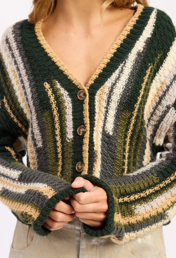 KK Bloom Wine Time Cardigan-Olive