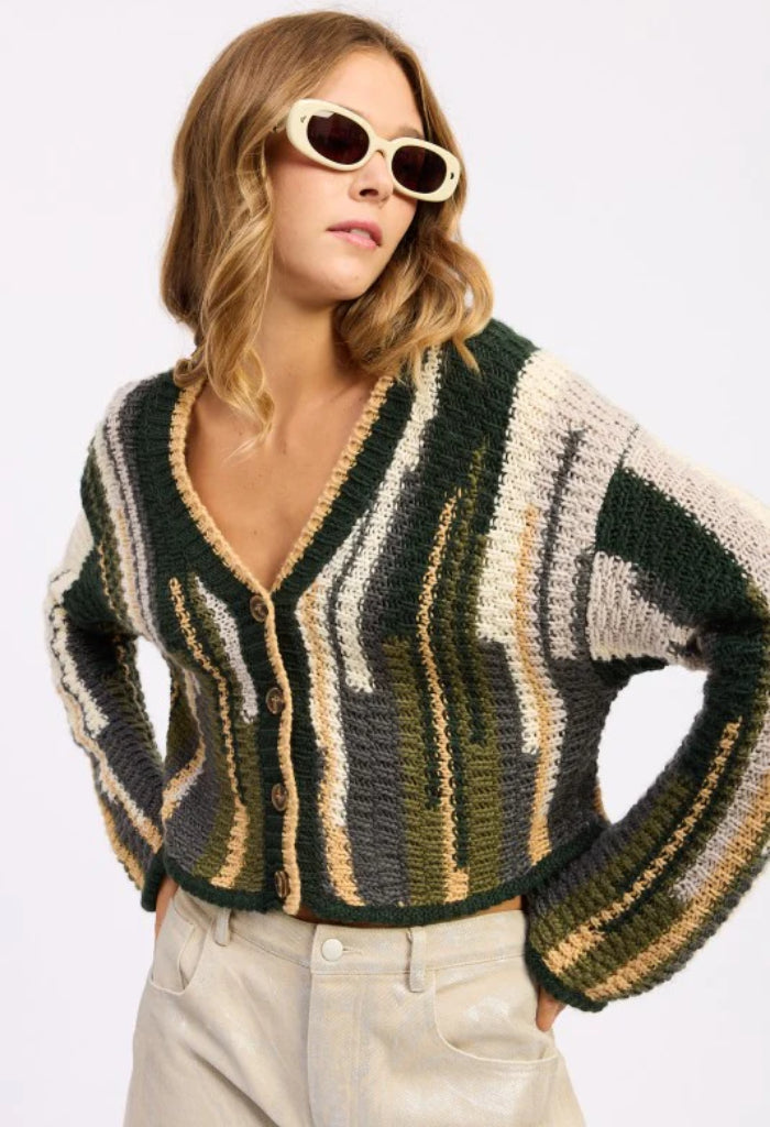 KK Bloom Wine Time Cardigan-Olive