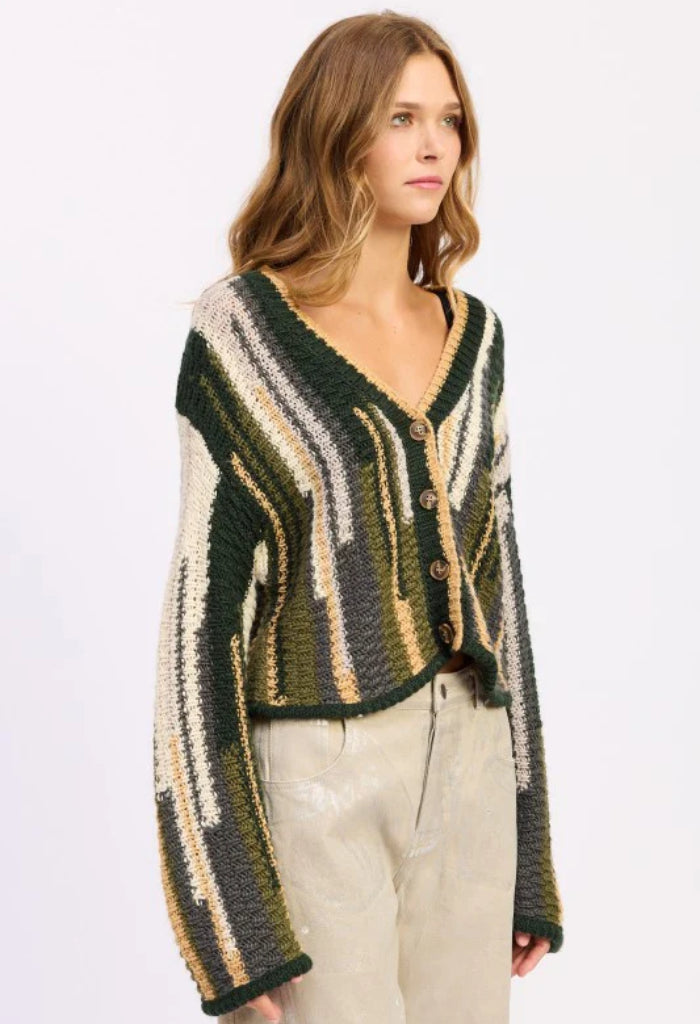 KK Bloom Wine Time Cardigan-Olive