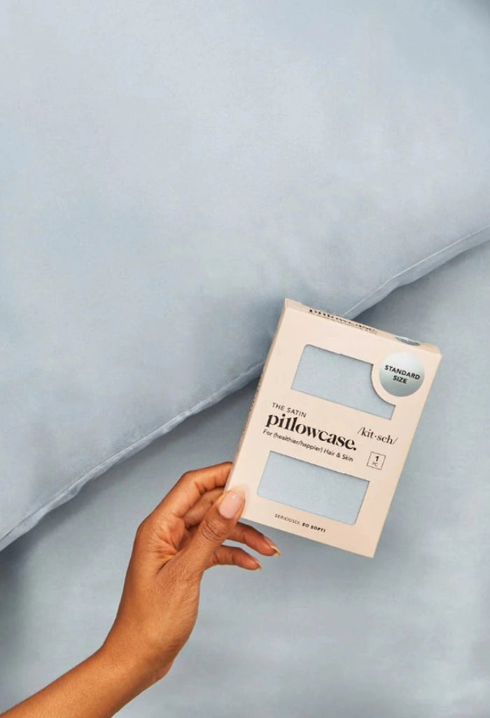 Kitsch Standard Satin Pillowcase-Blue