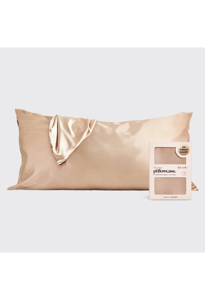 Kitsch Satin Pillowcase King-Champagne