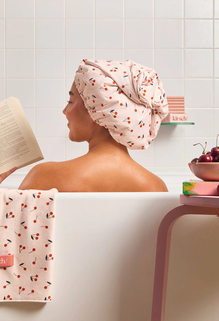 Kitsch Cherry Print Shower Cap