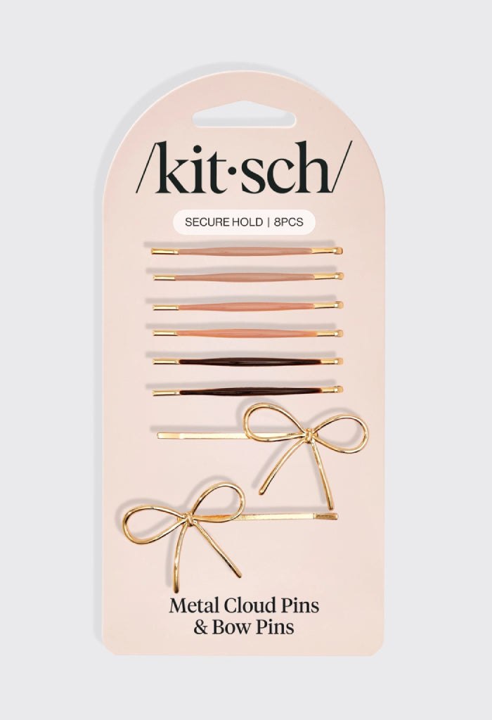 Kitsch Metal Enamel Cloud & Bow Bobby Pins