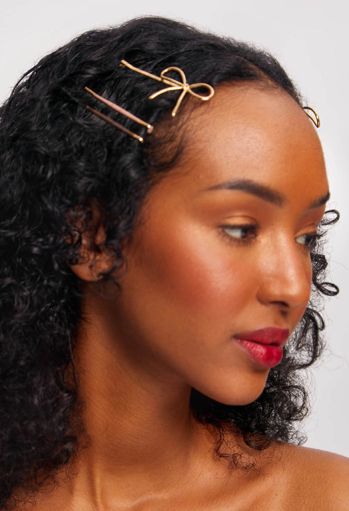 Kitsch Metal Enamel Cloud & Bow Bobby Pins