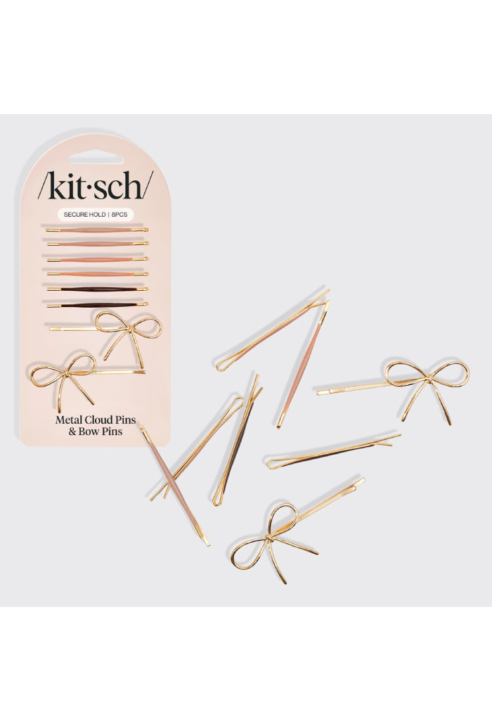 Kitsch Metal Enamel Cloud & Bow Bobby Pins