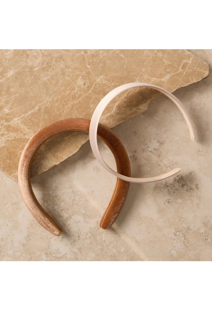 Kitsch Cream and Camel Satin/Velvet Headbands