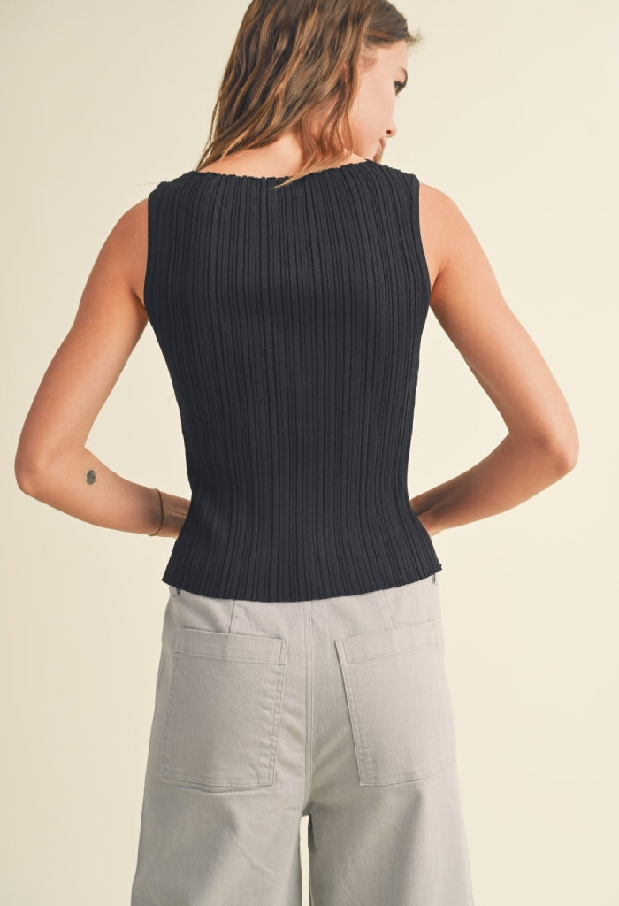 KK Bloom Dawn Sleeveless Blouse-Black