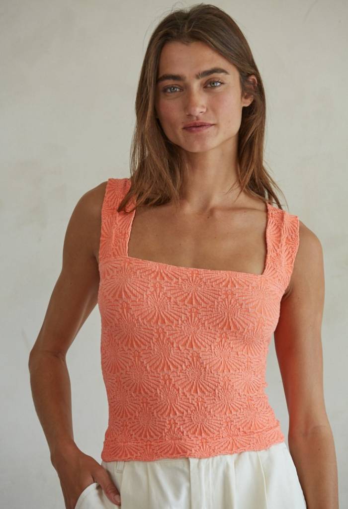 Jackie Square Tank-Coral