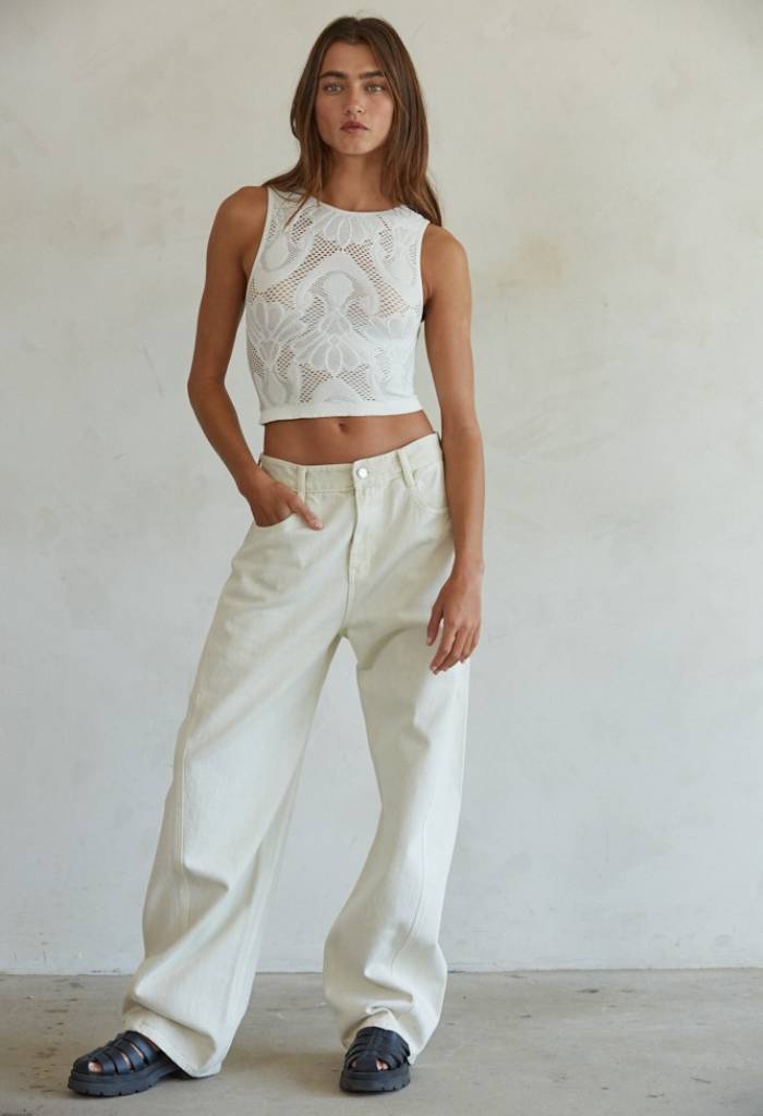 KK Bloom Jacqueline Fishnet Tank-Ivory