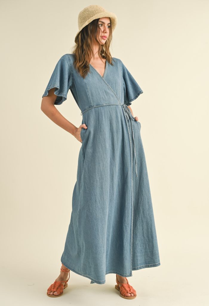 KK Bloom Delilah Denim Wrap Dress