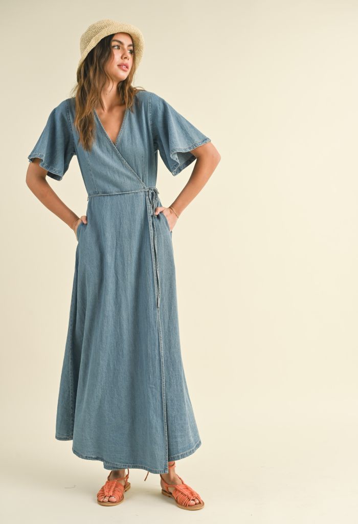 KK Bloom Delilah Denim Wrap Dress