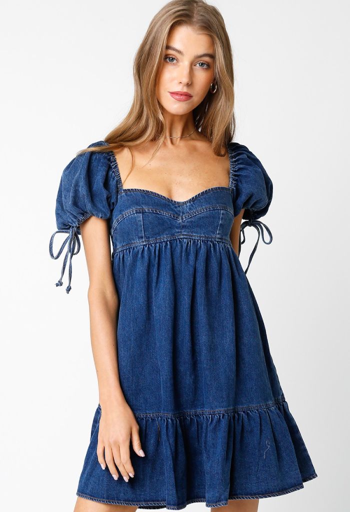 KK Bloom Denim Baby Doll Dress