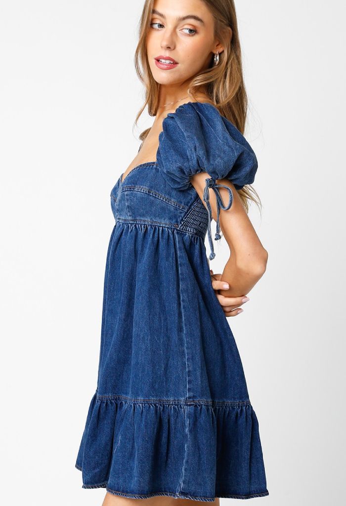 KK Bloom Denim Baby Doll Dress