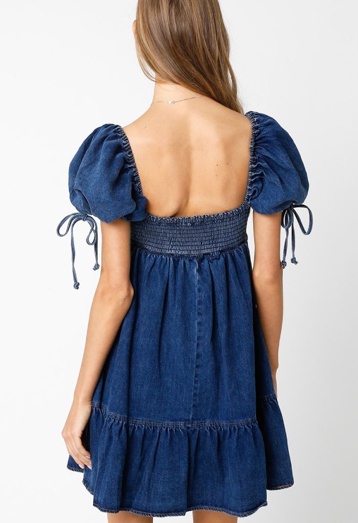 KK Bloom Denim Baby Doll Dress