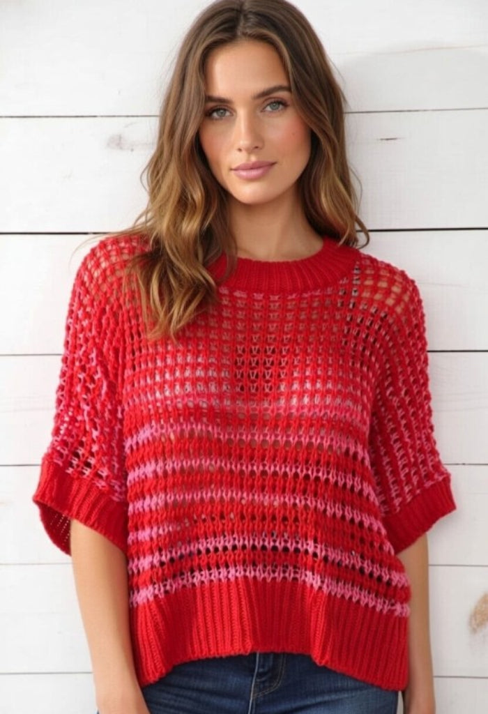 Juniper BLVD Sarah Sweater-Red