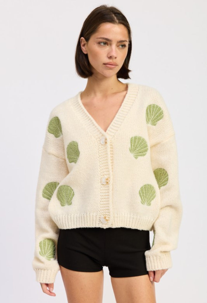 Emory Park Shelly Cardigan-Olive/Ivory