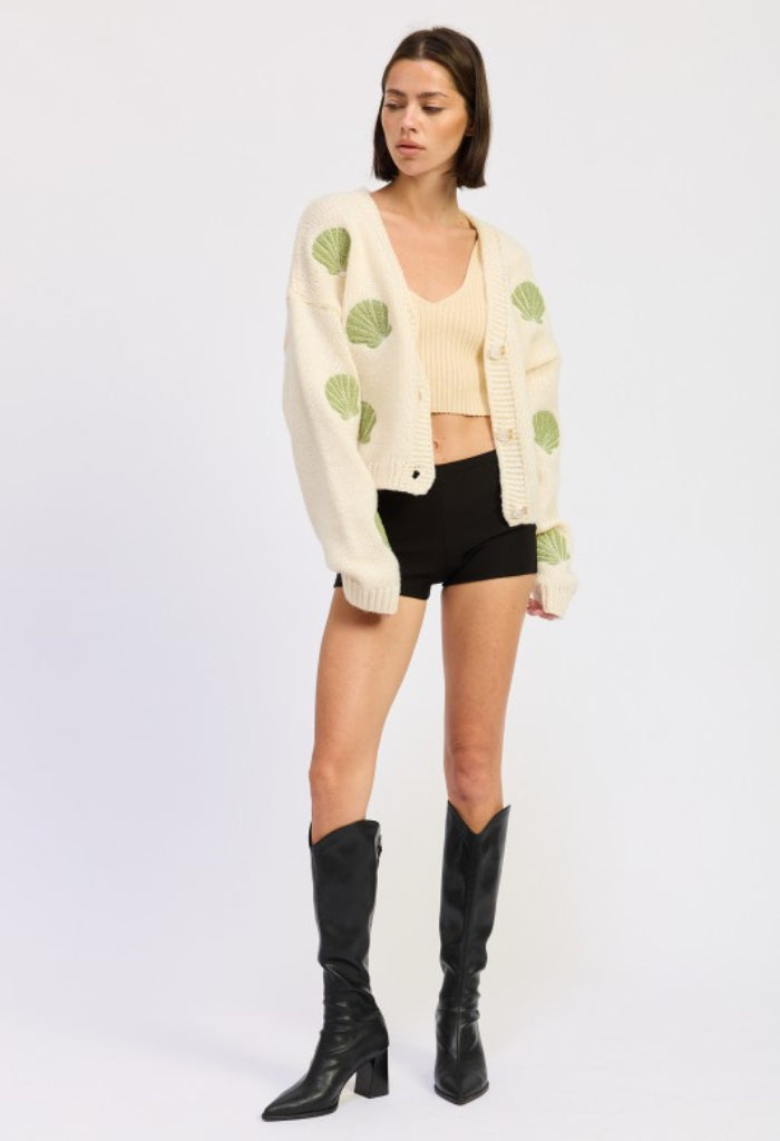 Emory Park Shelly Cardigan-Olive/Ivory