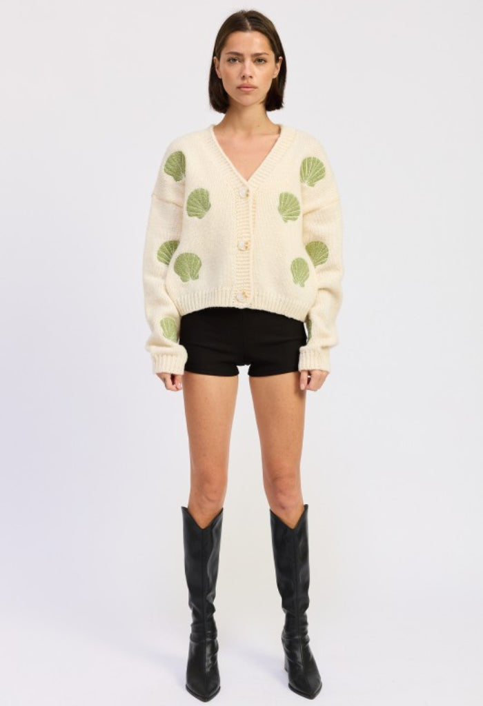 Emory Park Shelly Cardigan-Olive/Ivory