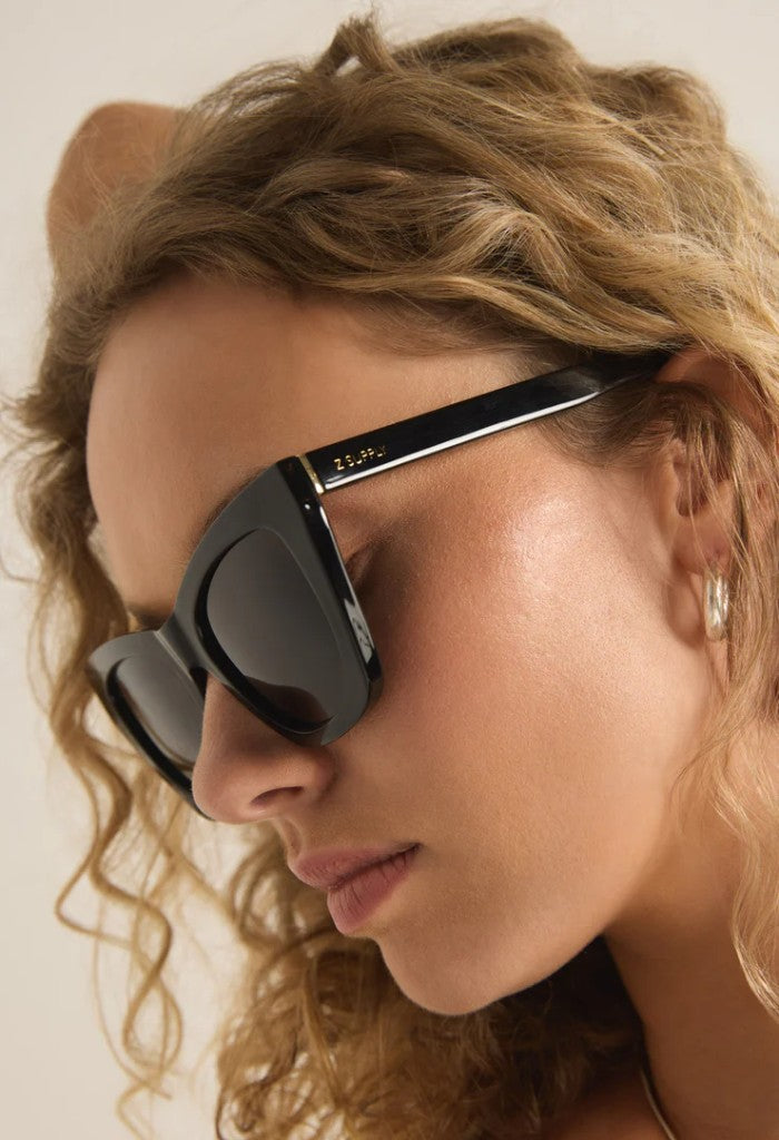 Z Supply Undercover Polarized Sunglasses-Polished Black/Grey