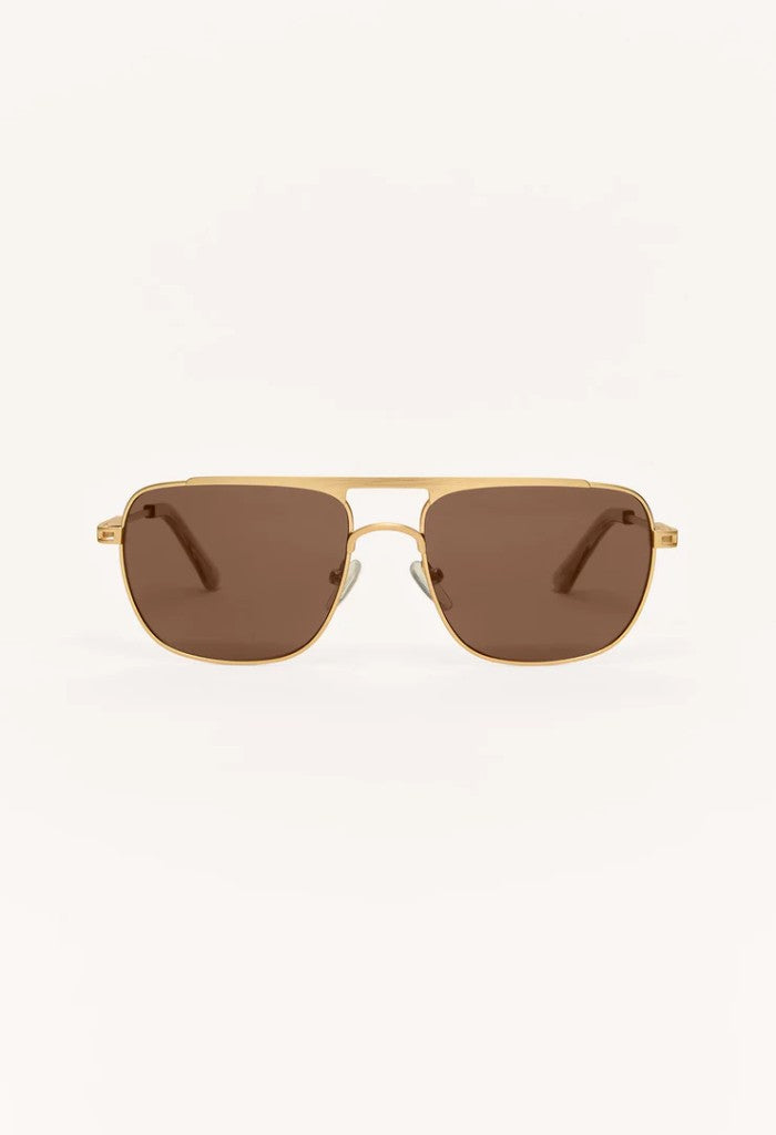 Z Supply Skyline Polarized Sunglasses-Gold Brown