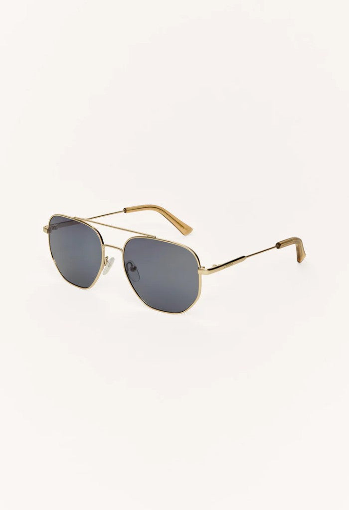 Z Supply Highway Polarized Sunglasses-Gold Grey