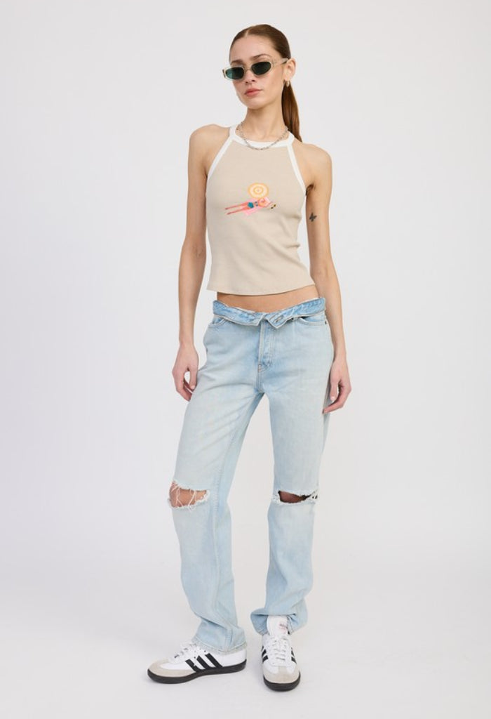 KK Bloom Sandy Shores Top-Taupe/Off White