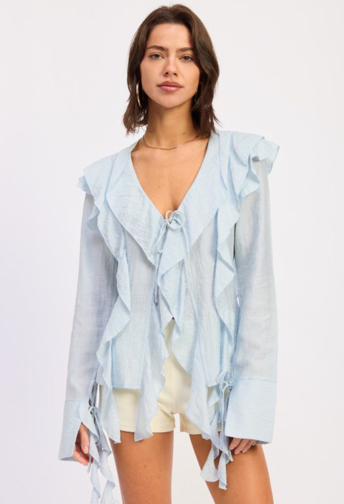 KK Bloom Butterfly Blouse-Baby Blue