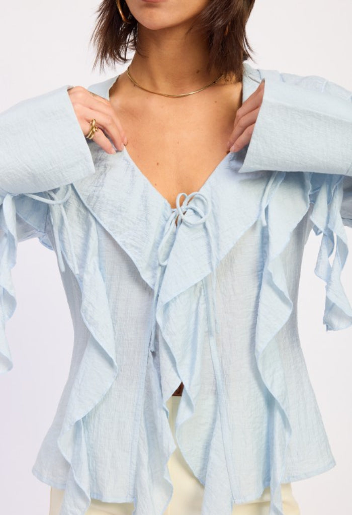 KK Bloom Butterfly Blouse-Baby Blue