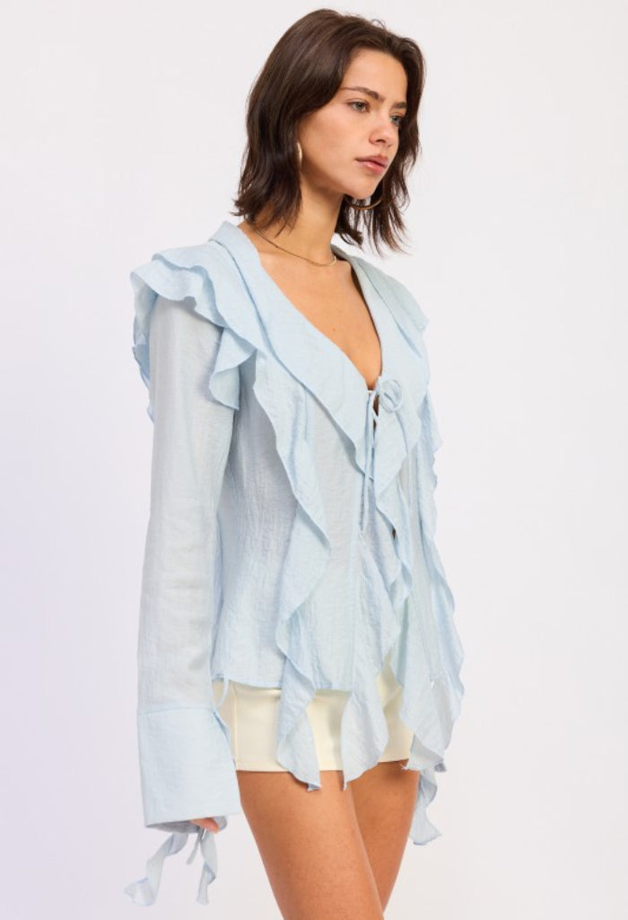 KK Bloom Butterfly Blouse-Baby Blue
