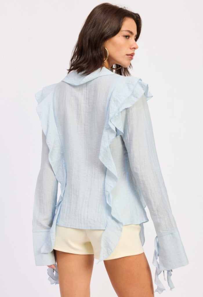 KK Bloom Butterfly Blouse-Baby Blue