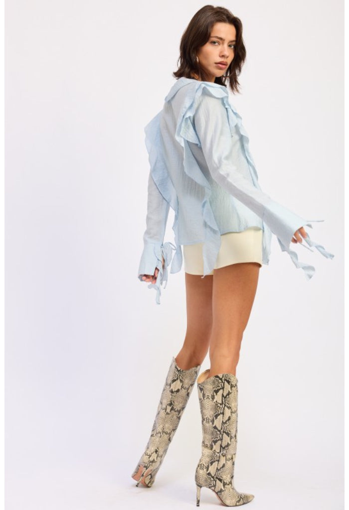 KK Bloom Butterfly Blouse-Baby Blue