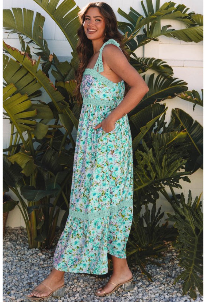 KK Bloom Bouquet Maxi Dress-Green