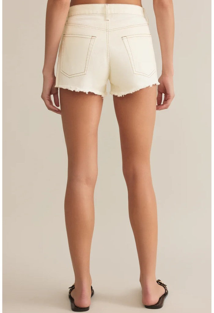 Z Supply Classic Hi-Rise Denim Short-Off White