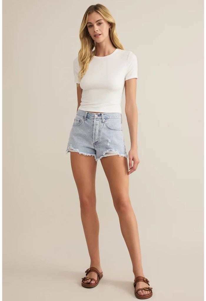 Z Supply Classic Hi-Rise Denim Short-Faded Indigo