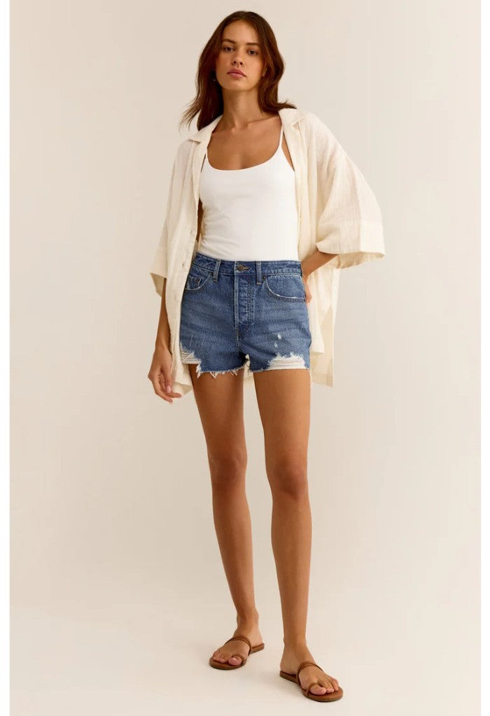 Z Supply Classic Hi-Rise Denim Short-Vintage Indigo