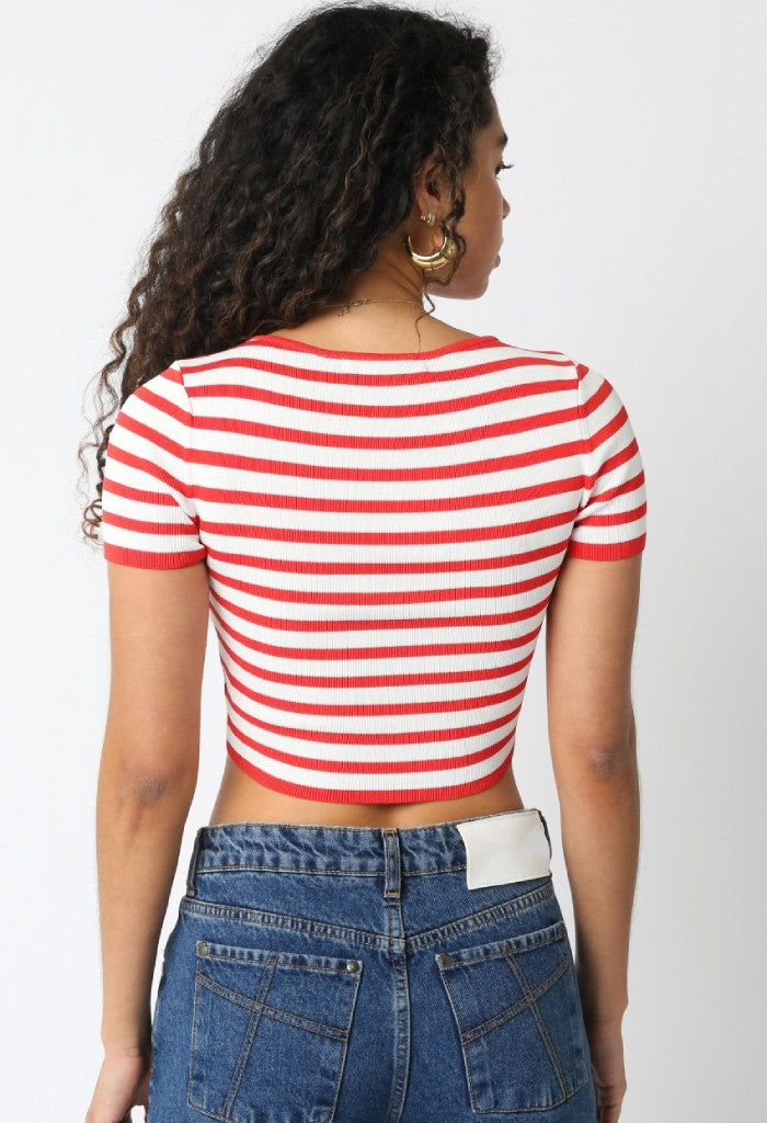 KK Bloom Poppy Knit Tee-Tangerine