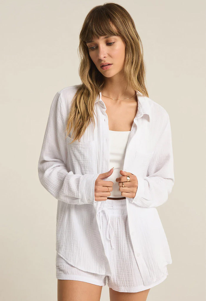 Yara Long Sleeve Cropped top - White - $22