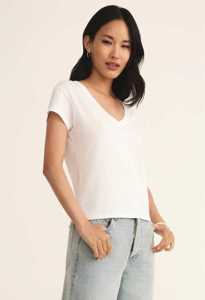Z Supply Modern V-Neck Tee-White