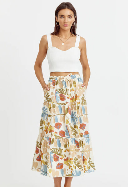 Grant Embroidered Midi Skirt - KK Bloom Boutique