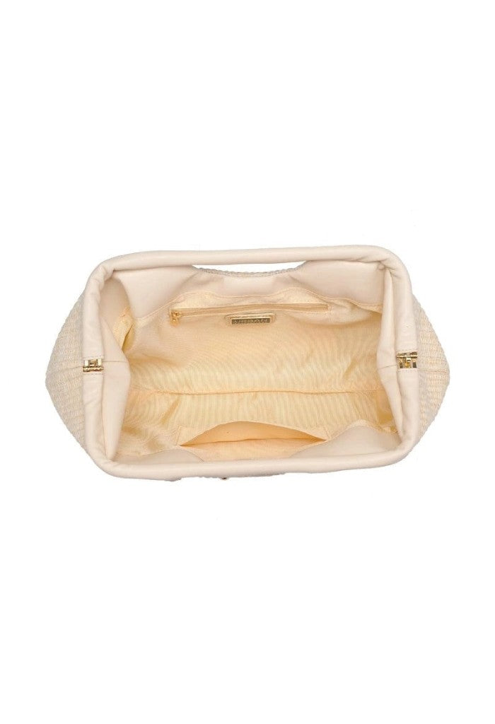 KK Bloom Mallory Straw Stud Clutch-Gold