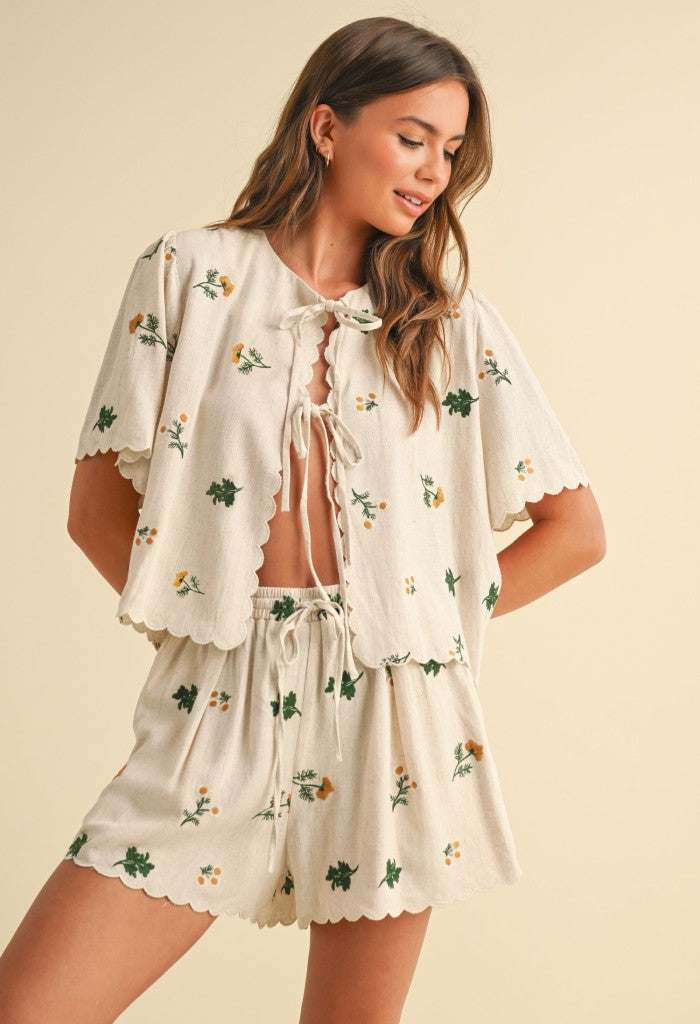 KK Bloom Fern Tie Front Top