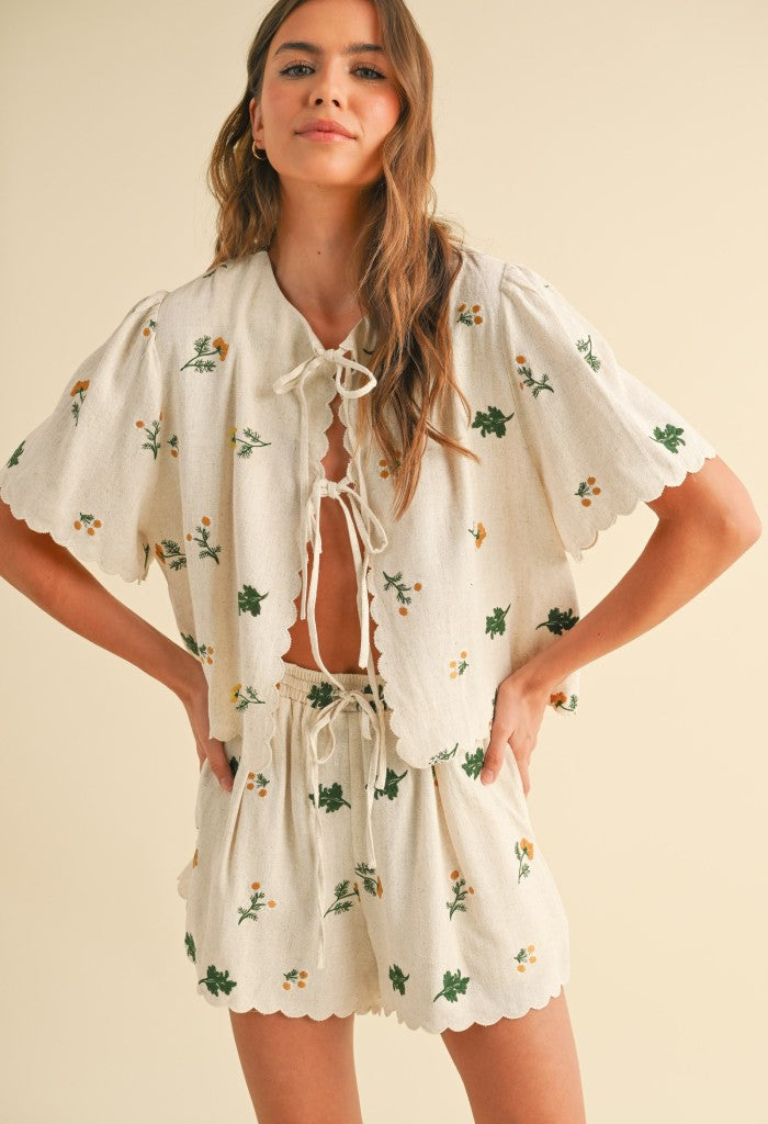 KK Bloom Fern Tie Front Top