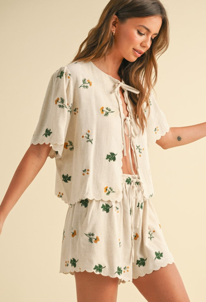 KK Bloom Fern Tie Front Top